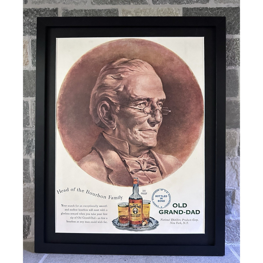Framed 1949 Old Grand Dad Bourbon Whiskey Vintage Magazine Print Ad